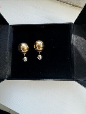 Dior Tribal Gold and Silver Double-Ball Drop Earrings - Women Jewelry